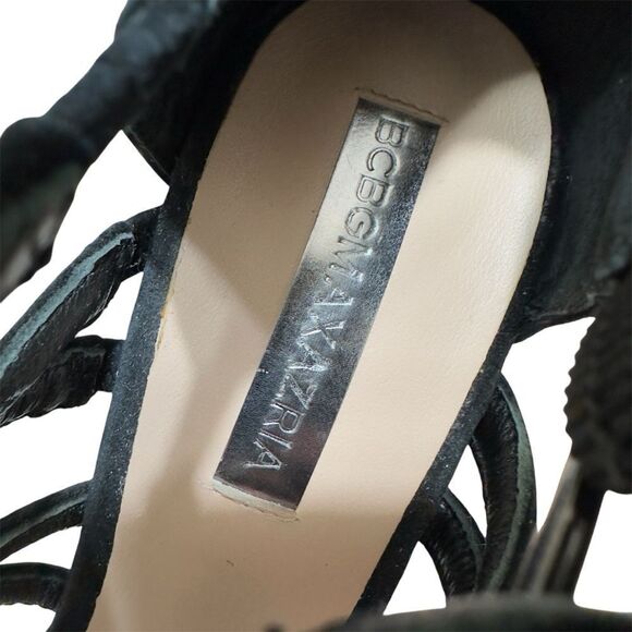 $250 BCBGMAXAZRIA “JEB” SUEDE LEATHER STRAPPY CAGED PUMP HEEL 8 NWT COCKTAIL - Picture 14 of 15
